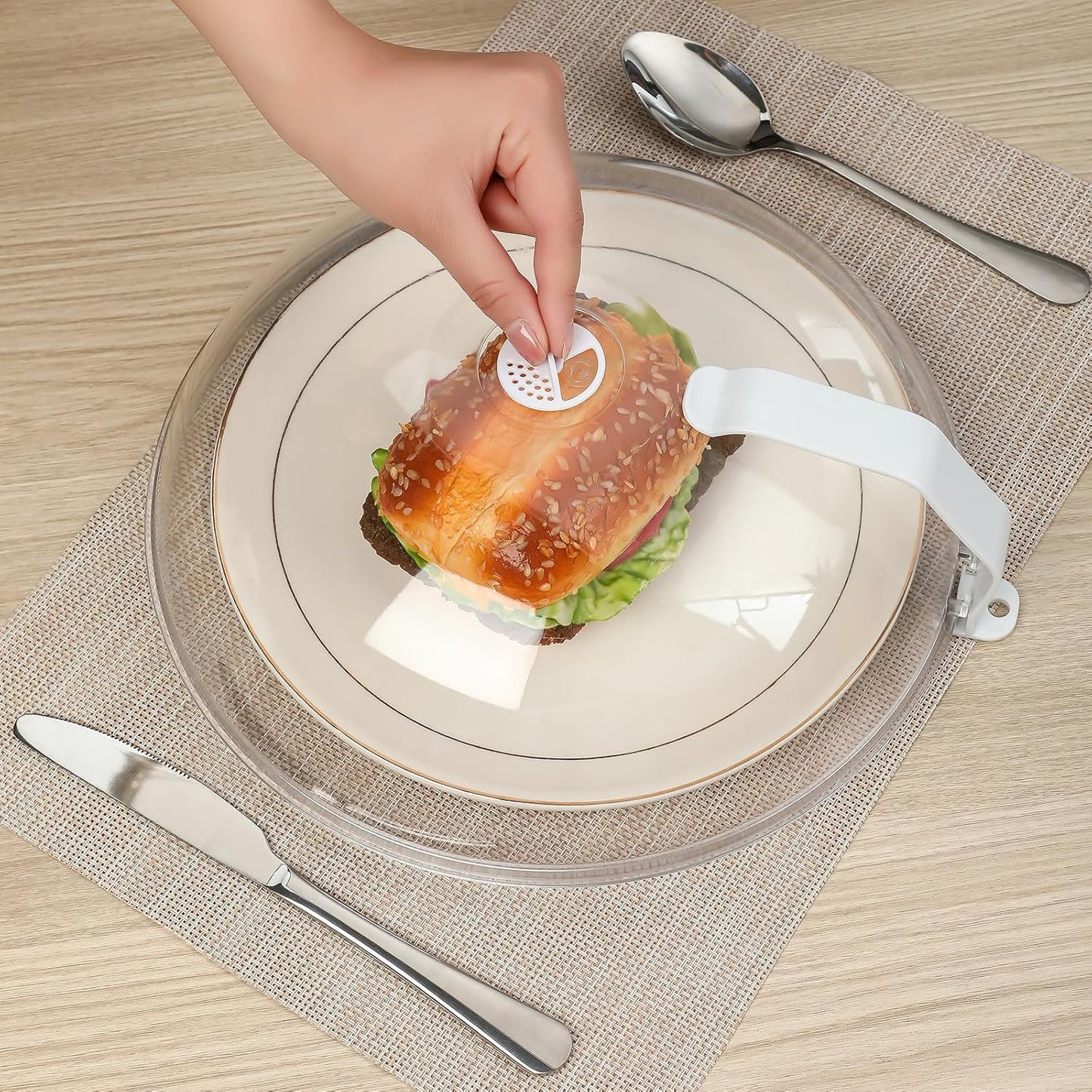 WENWELL Microwave Splatter Cover for Food 12",Large Clear Microwave Splash Guard Cooker lid with Handle,Dish bowl Plate Serving Cover Home Kitchen Essential,BPA-Free,Saft Plastic