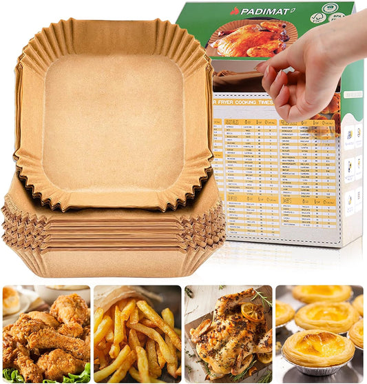 Air Fryer Disposable Paper Liners, 125 Pcs Parchment Cooking Non-Stick Liner for Airfryer, Microwave Oven, Frying Pan, 9 Inch Oil-proof Air Fryers Filters Sheets for 9 10 11 12 Qt Baking Basket