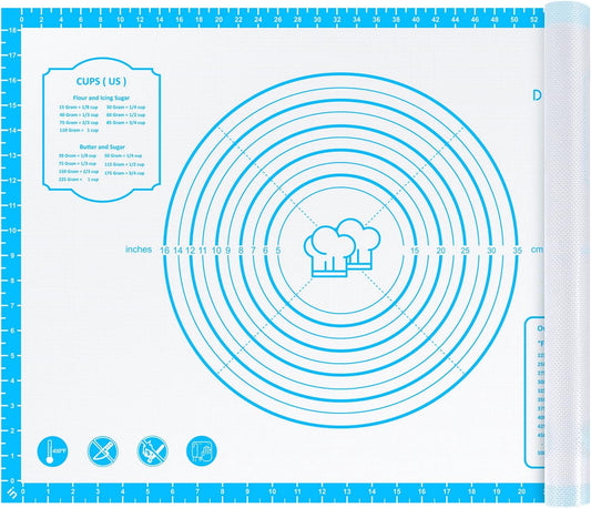 Silicone Pastry Mat,28" x 20" Nonstick Large Durable Silicone Sheet Mat with Measurement Non-slip Dough Rolling Mat for Pie Crust, Pizza, Cookies