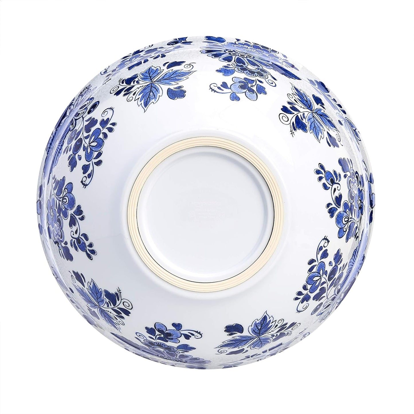 Amazon Basics Nesting Melamine Mixing Round Bowl with Lid and Non-Slip Base, 5 Sizes, Blue and White Floral, Set of 10, 4 quarts, 3 15/16",7 9/16",8 7/8",10",11 1/4"