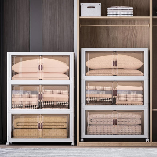 Extra Large Stackable Storage Bins with Lids and Wheels, Foldable Collapsible Closet Organizers,1008QT-168QT/42GAL*6Pack Plastic Stackable Storage drawers for bedroom Dorm