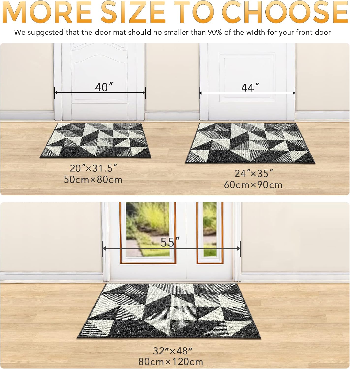 hicorfe Kitchen Rugs and Mats Sets,24" x 35" Super Absorbent Polypropylene Non-Slip Rug,Soft Comfort Floor Mat,Washable for Kitchen,Hallway,Office,Sink,Laundry