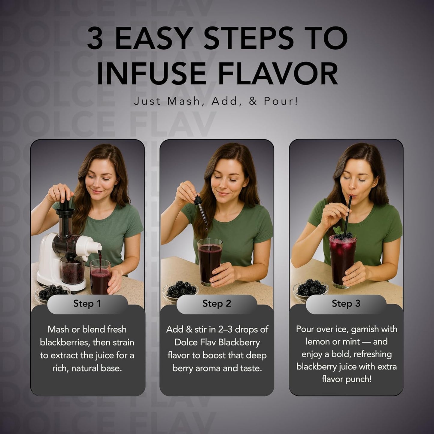 Dolce Flav Blackberry Extract - 2 Ounce Water-Soluble Multipurpose Flavoring Ideal for Baked Goods, Beverages, Coffee, Desserts & Ice Cream - Perfect Kitchen Gift for Holidays