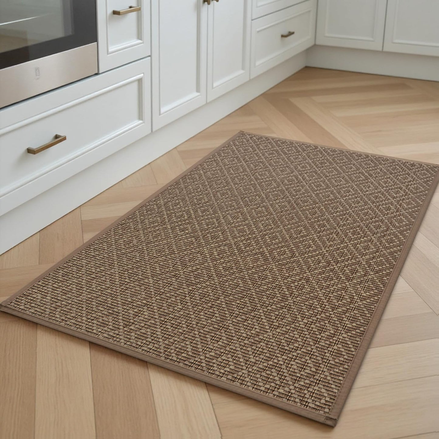 PADOOR Kitchen Floor Mat, Rubber Backed Kitchen Rugs Non Slip Washable, Super Absorbent Kitchen Mats for Floor Front of Sink, 17"x24" Brown