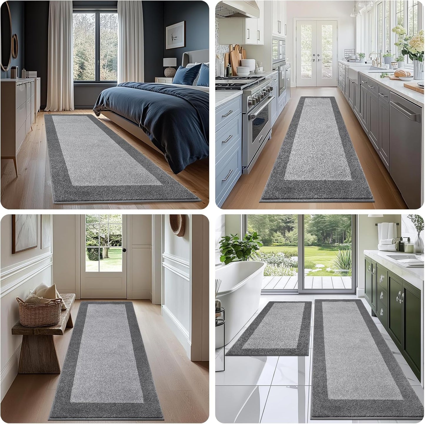 Machine Washable Kitchen Rug 32" x 72", Non Slip Indoor Door Rug, Absorbent Entrance Runner Rug for Bedroom, Hallway, Bathroom, Floor (Roll Packing)