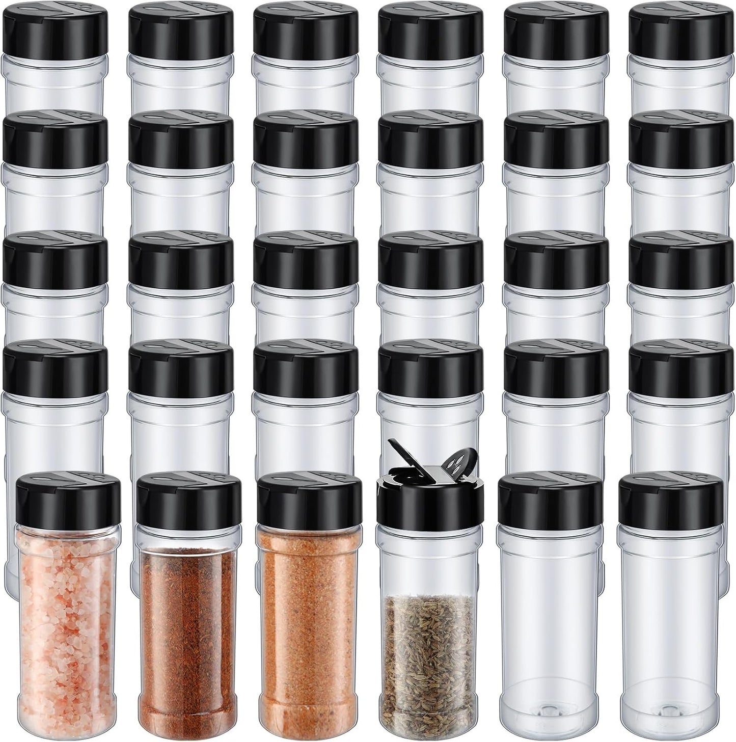 Jadive 36 Pcs 8.5 oz Plastic Spice Jars with Shaker Lids Clear Spice Bottles Plastic Seasoning Containers Empty Shaker for Kitchen Storing Herbs Seasoning Powders Pepper Dry Goods