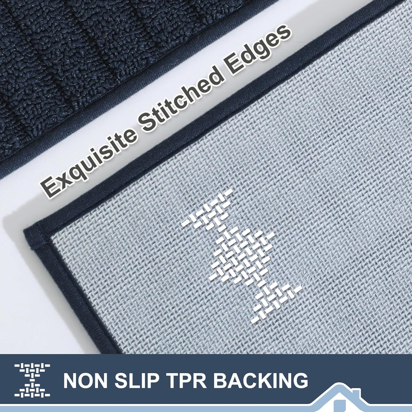 BEQHAUSE-Kitchen-Rugs-and-Mats Non Slip Kitchen Runner Rug Absorbent Kitchen Mats for Floor Machine Washable Kitchen Floor Mat,Navy Blue 24”x60”