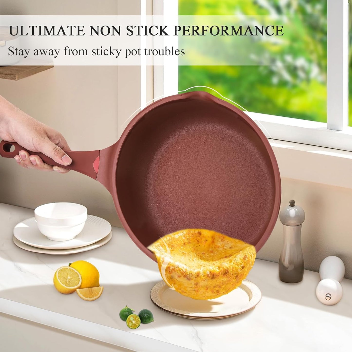 Vinchef Nonstick Toxin-Free Ceramic Cookware Deep Frying Pan Saute Pan with Lid, 12in/5.5Qt Fry Pan, German 3C+ Ceramic Coating Technology, Heat Indicator, Induction Compatible