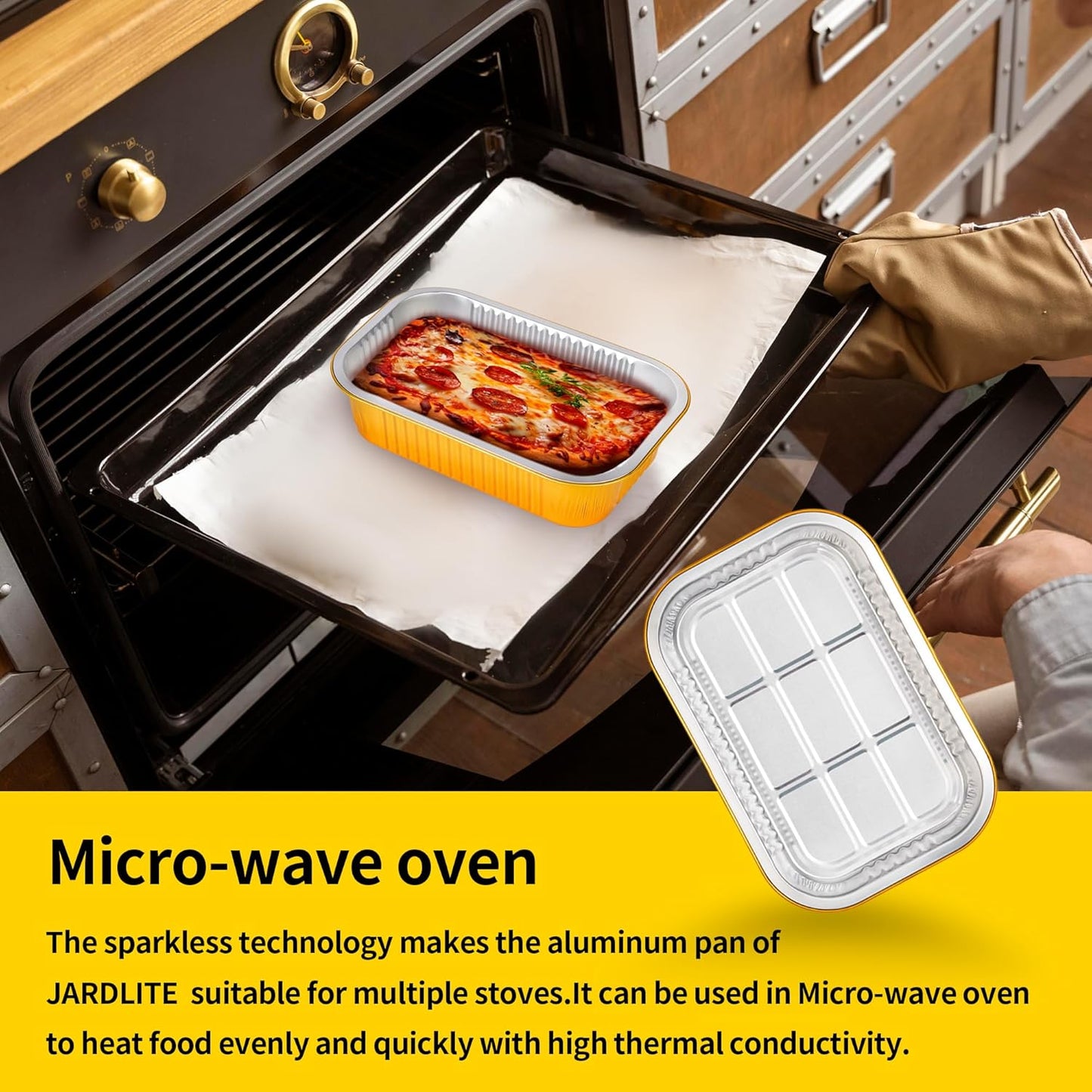 Aluminum Pans with Lids Heavy Duty (40 Pack + 40 Lids, 8.7"×6") 2.25 LB Capacity Foil Food Containers with Lids, Disposable Tin Foil Pans with Lids for Baking, Meal Prep, Freezer, Heating and Takeout