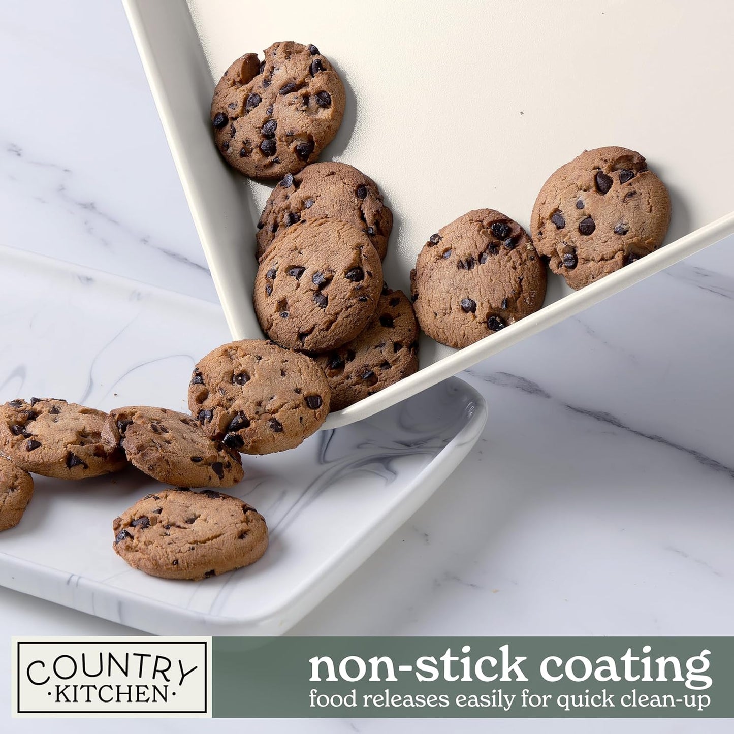 Country Kitchen Nonstick Stackable Bakeware Set - Deluxe Heavy Duty, Durable, Easy Release Baking Set, Sage, 13 Pcs with Handles