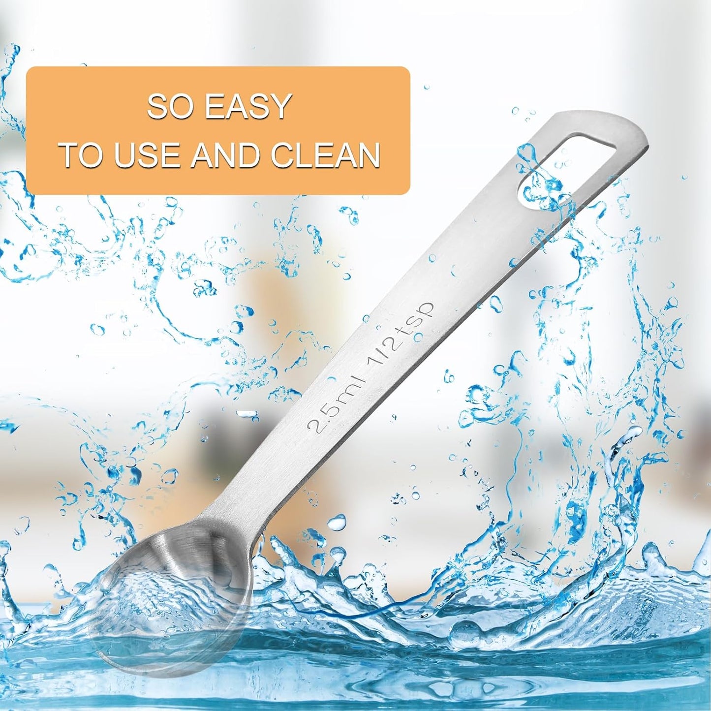 2 PCS Measuring Spoons Tablespoon Measuring Spoon 1/6 Tbsp (1/2 tsp | 2.5 ml | 2.5 cc | 1/12 oz) Mini Spoons Stainless Steel Measuring Spoons for Kitchen Cooking Spoon(Silver)