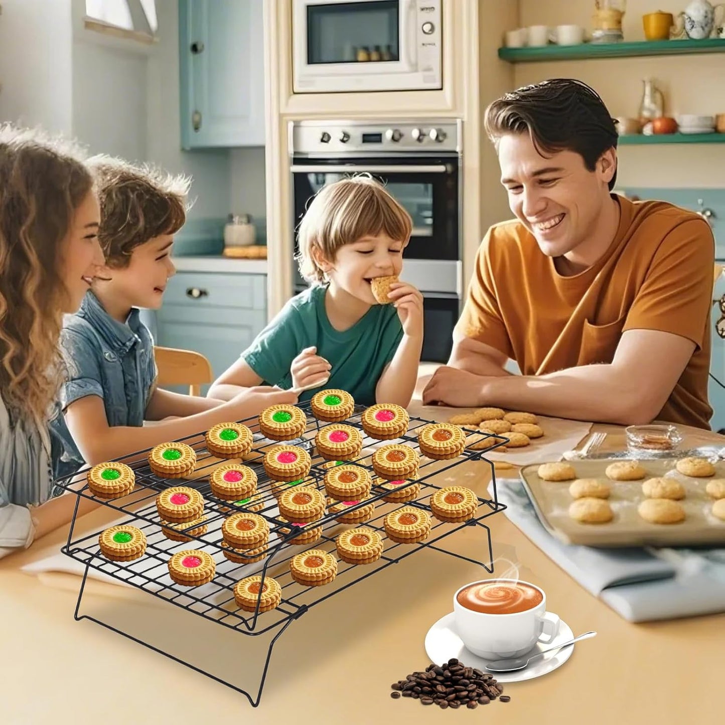 ShellKingdom Cooling Racks, Stainless Steel Non-Stick Baking Racks And Oven Safe Wire Cool Racks for Cookies, Cakes and Baking, 2-Tier, Foldable