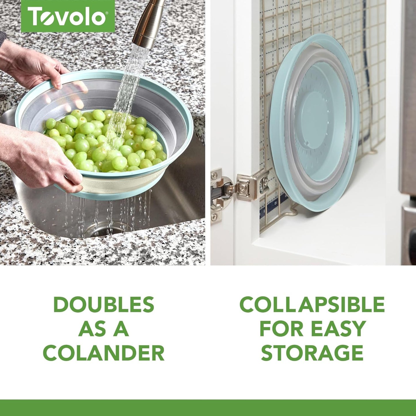 Tovolo Microwave Splatter Cover for Food, Large (Blue Haze) - Collapsible & Vented Silicone Splatter Guard Lid - Microwave Plate & Dish Cover with Handle - BPA-Free Kitchen Gadget for Meal Prep