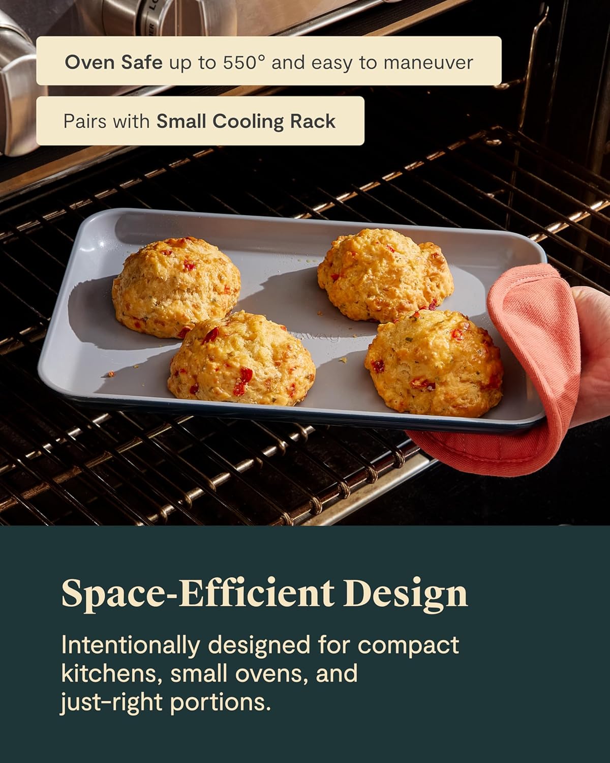 Caraway Nonstick Ceramic Small Baking Sheet Duo (9x13”) – Non-Toxic, PTFE & PFOA Free – Oven Safe – Aluminized Steel Core – Mini Sheet Pan for Baking, Roasting & More - Sage