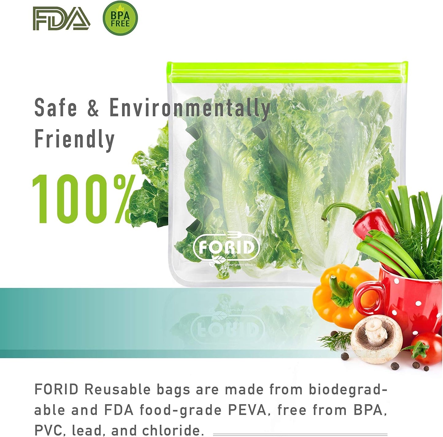 FORID Reusable Gallon Freezer Bags, 6 Pack Leakproof Extra Thick 1 Gallon Bags for Marinate Food & Fruit Cereal Sandwich Snack Meal Prep Travel Items Home Organization Storage