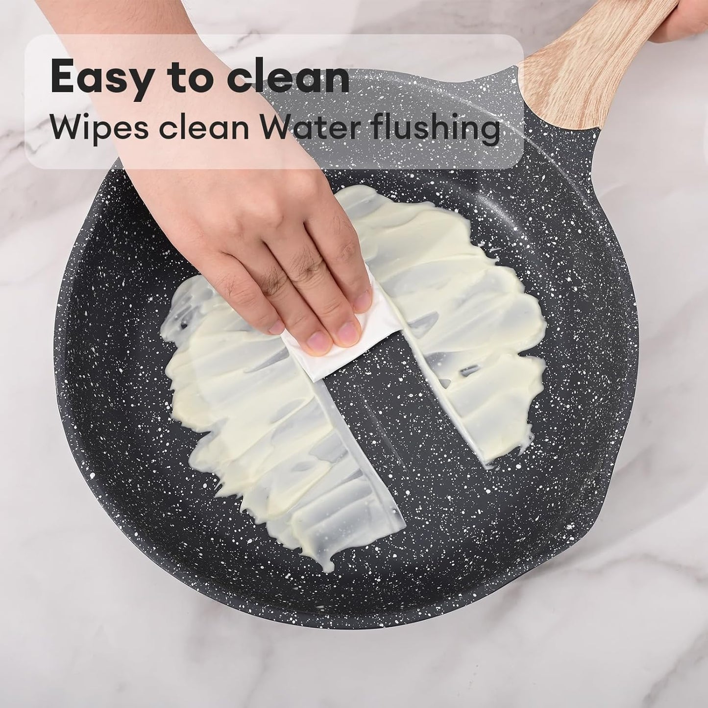 JEETEE Nonstick Frying Pans Set, Nonstick Omelette Skillet Set 3 Pcs, 8" 9.5" 11" Granite Non-Stick Frying pan with Bakelite Handle, Compatible with All Stovetops (Gas, Electric & Induction), Grey