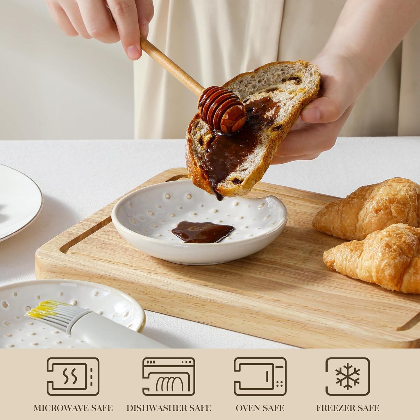 MALACASA Ceramic Spoon Rest for Stove Top, 4.8 inch Cooking Spoon Holder for Kitchen Counter,Utensil Rest for Ladle, Spatula, Spoons or Tongs, Modern Farmhouse Kitchen Décor - 04, Series LYDIA