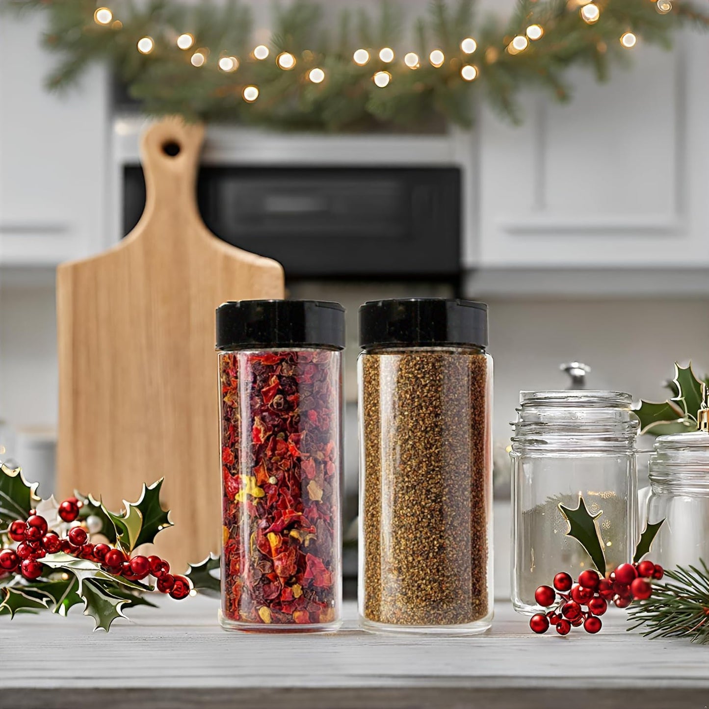 JARMING COLLECTIONS 16oz Glass Spice Shakers with Lids – Set of 3 Large Seasoning Containers with Shaker Tops for Kitchen, Pantry & Herb Storage (3 pack)