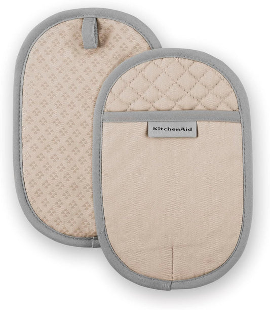 KitchenAid Asteroid Pot Holder 2-Pack Set, Milkshake Tan, 6.5"x10"