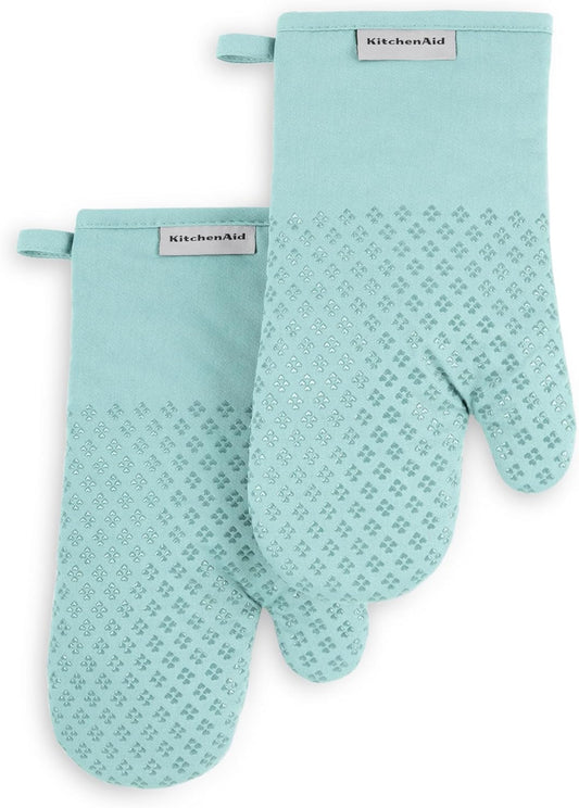 KitchenAid Asteroid Oven Mitt 2-Pack Set, Mineral Water Aqua, 7"x12.5"
