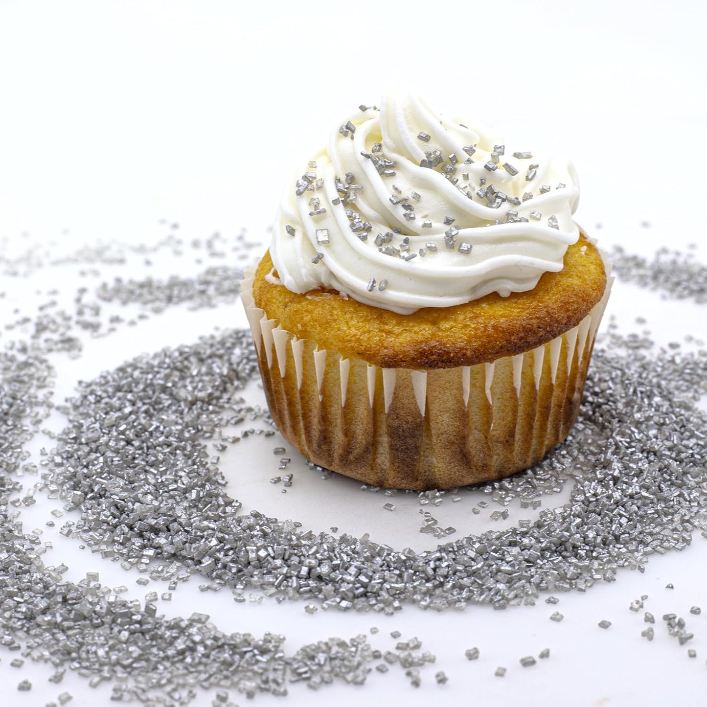 Bakerpan Pearlized Sugar Sprinkles for Baking - 5 Ounce - Sparkling Silver Decorating Sugar Crystals for Cookies, Cake Pops, Ice Cream (Made in USA)