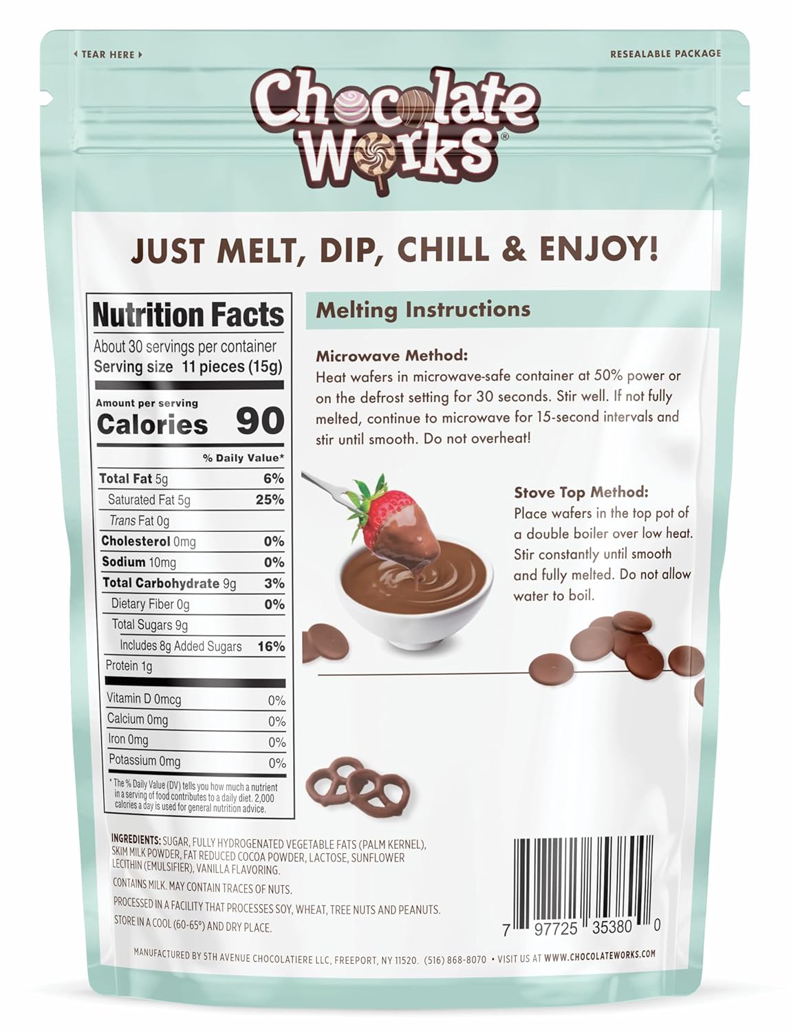 Chocolate Works Melting Chocolate Parent (1.0 lb (Pack of 5), Milk Chocolate)