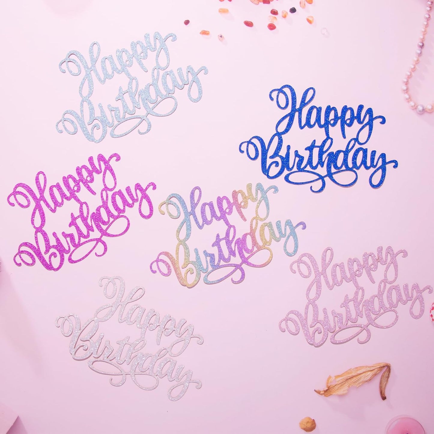 Happy Birthday Cake Toppers 9 Inch Glitter Happy Birthday Cake Pick for Birthday Anniversary Theme Party Cake Decorations Supplies - Gold