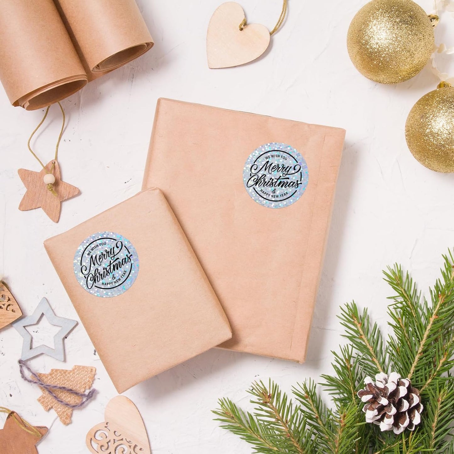 2''Holographic Thermal Label,Round Self-Adhesive Direct Thermal Label,Thermal Stickers for DIY Logo Design,Name Tag (300/Roll Small Dots