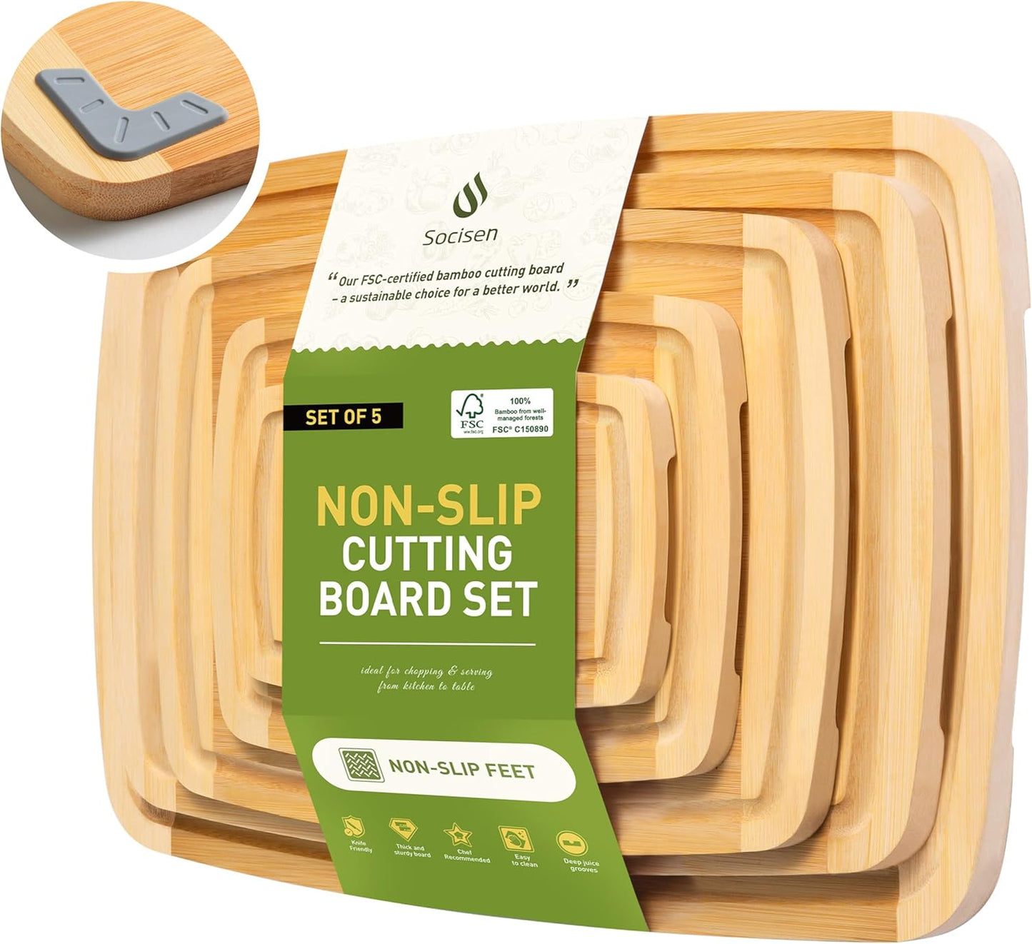Bamboo Cutting Board Set Non Slip Feet Over Sink Eating Grilling Biard Cutboard Biard Chtting Woodcutting Cuttingboards Voard Oard Bord Dishwasher Safe 12x18 11x14 Baords Baord Veg Utting Ultimate