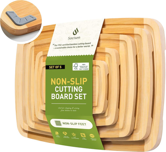 Bamboo Cutting Board Set Non Slip Feet Over Sink Eating Grilling Biard Cutboard Biard Chtting Woodcutting Cuttingboards Voard Oard Bord Dishwasher Safe 12x18 11x14 Baords Baord Veg Utting Ultimate