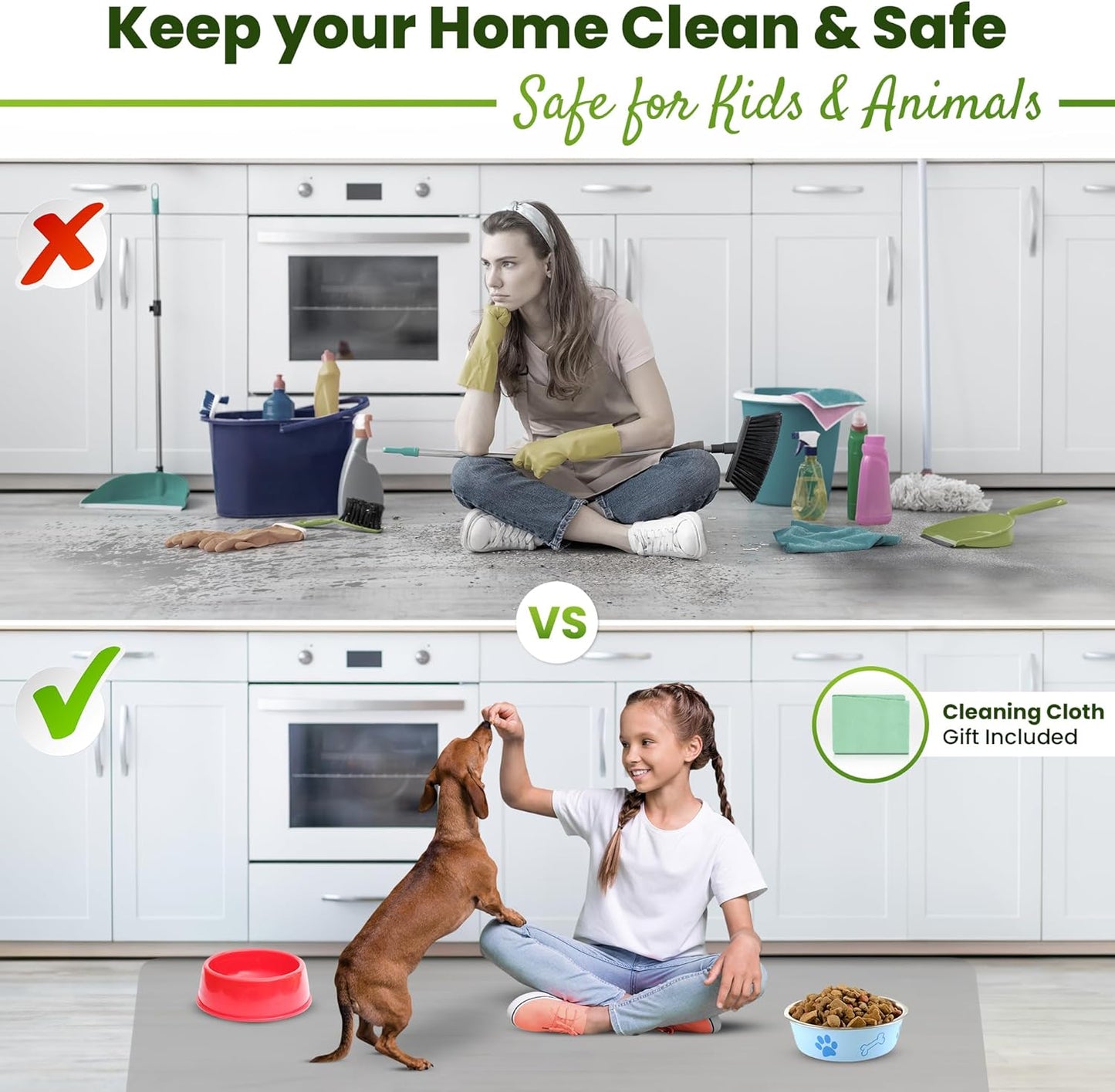 Large Silicone Mat 28" x 20" Thick Heat Resistant, Kitchen Counter Mat Waterproof - Coffee Machine, Glass Top Stove Cover Countertop Protector for Air Fryer, Baking (Semi-Translucent)