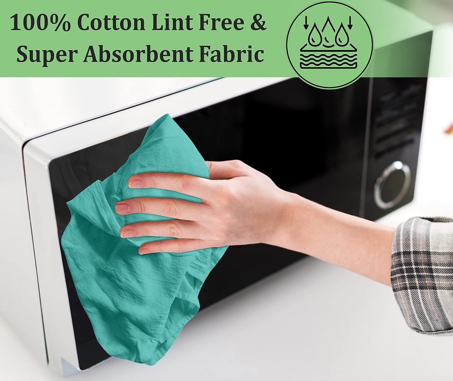 RUVANTI Flour Sack Towels 36 Pack 28x28 Inch, 100% Cotton Tea Towel, Reusable, Machine Washable, Absorbent BarTowels - Dish Cloth Perfect for Drying Dishes & Cleaning - Turquoise