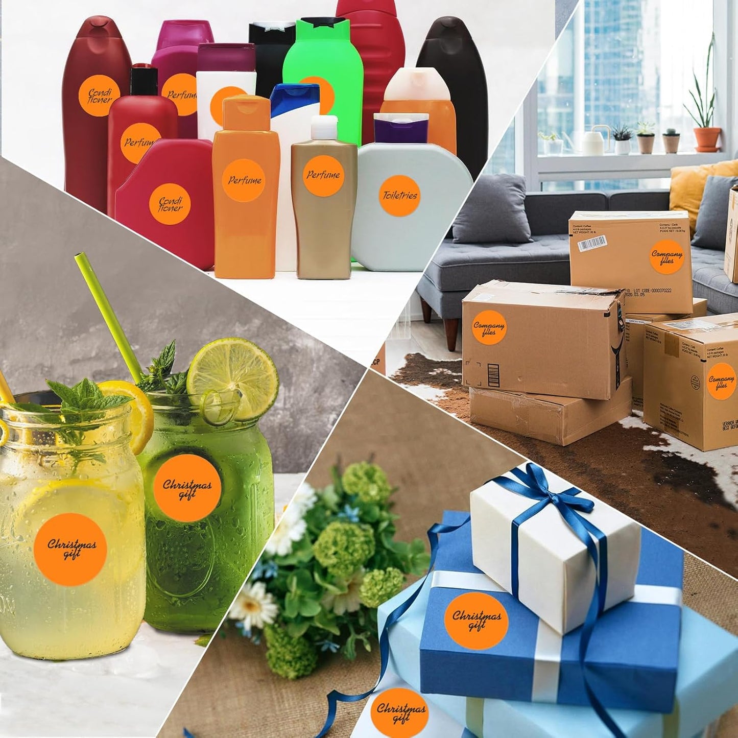 2 Inch Circle Thermal Sticker Labels, 2" Self-Adhesive Round Thermal Stickers for Business-750 Labels/1 Roll (Orange)