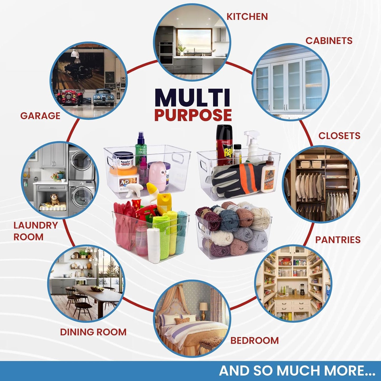 Clear Plastic Storage Bins with Lids, Perfect for Kitchen Organization or Pantry Organization and Storage, Stackable Fridge Organizer Bins, Storage Containers for Organizing, Cabinet Organizers