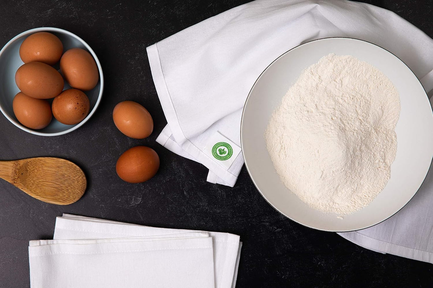 Organic Cotton White Dish Towels - 10 Pack Quick Drying White Kitchen Towels - Lint-Free, Organic Cotton Dish Cloths - Extra Large Highly Absorbent Blank Tea Towels - 27"x27" (White)