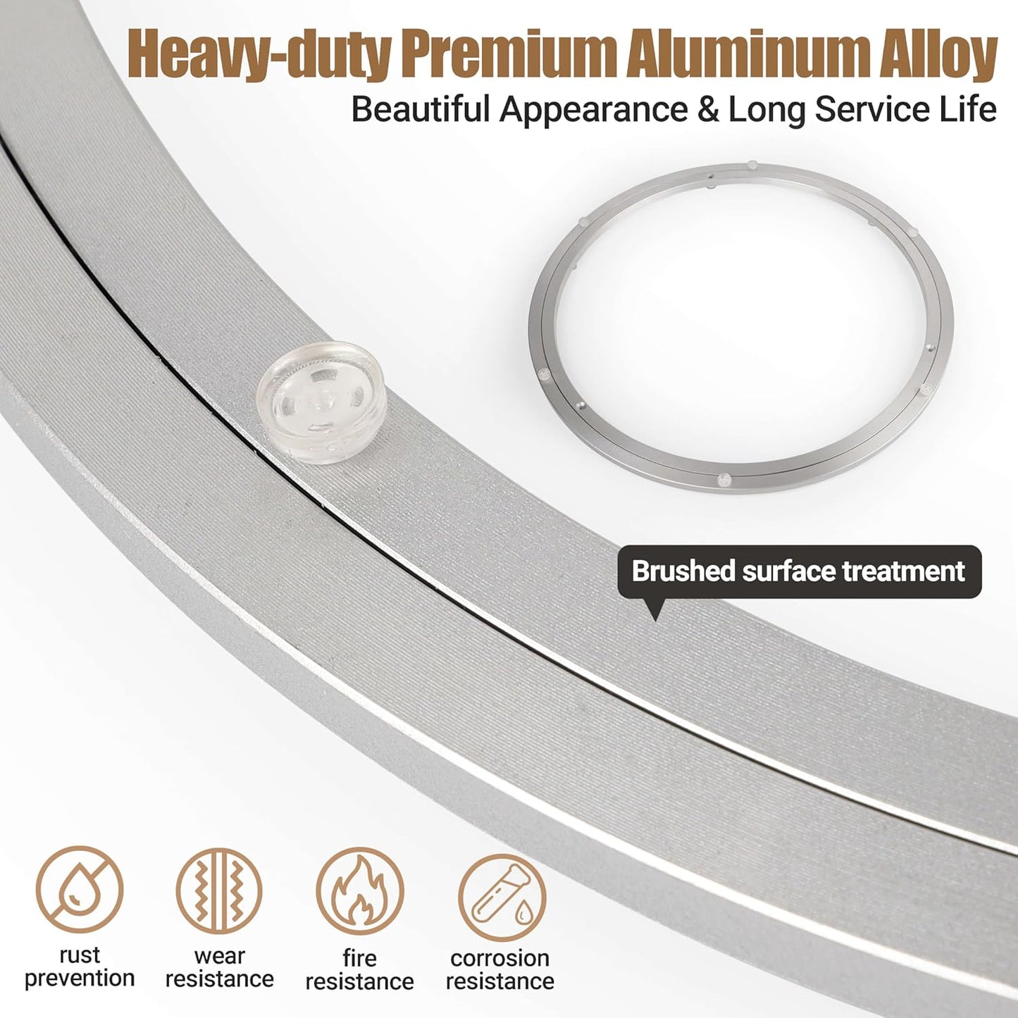 20 Inch Lazy Susan Bearing Heavy-Duty Aluminium Alloy Turntable Bearing, Mute Turntable Ball Bearing, Lazy Susan Rotating Turntable Bearing for Dining and DIY Dotating Furniture(Capacity up to 440lb)