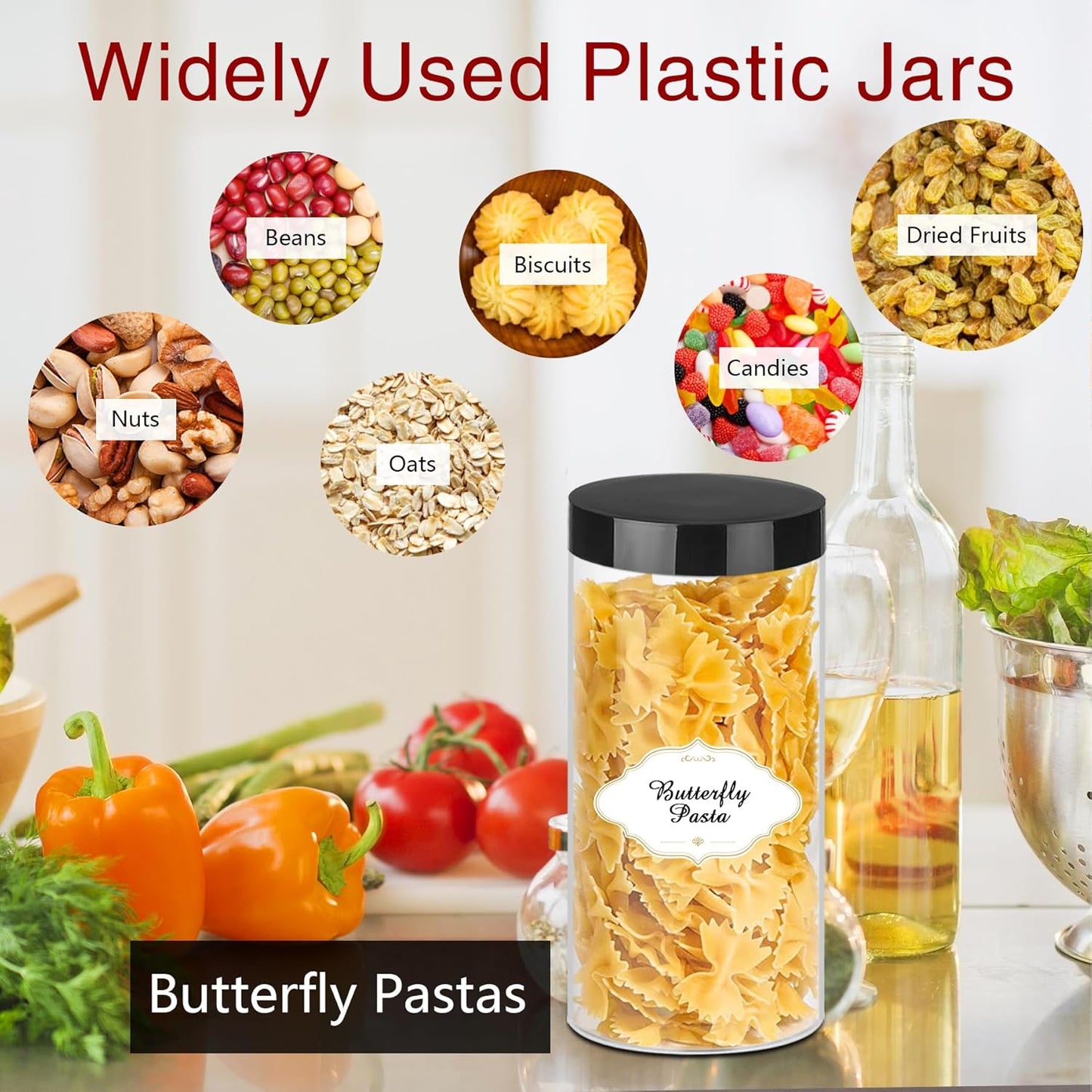 Plastic Jars with Lids 16 OZ, Plastic Jars 24 Pcs Slime Containers with Airtight Screw On Lids Leak Proof Clear Storage Containers Jar Empty for Kitchen & Household Food Storage