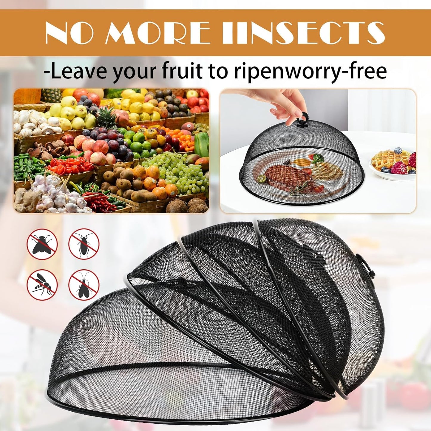 4 Pcs Metal Mesh Food Cover 14'' 12'' 11'' 10'' Food Screens for Outdoors Food Domes for Outdoor Picnic Food Net Covers for Outside Keep out Flies for Table Picnic Camping