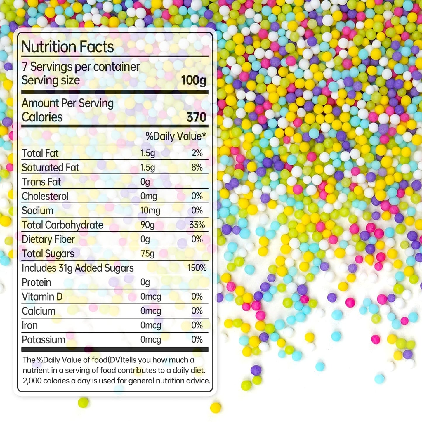 Rainbow Nonpareils Sprinkles, Edible Sprinkles For Cake Decorating, Baking Sugar, 150g/5.29oz, Cake Decorations & Cupcake Toppers, Easter, Holiday, Wedding Party Supplies