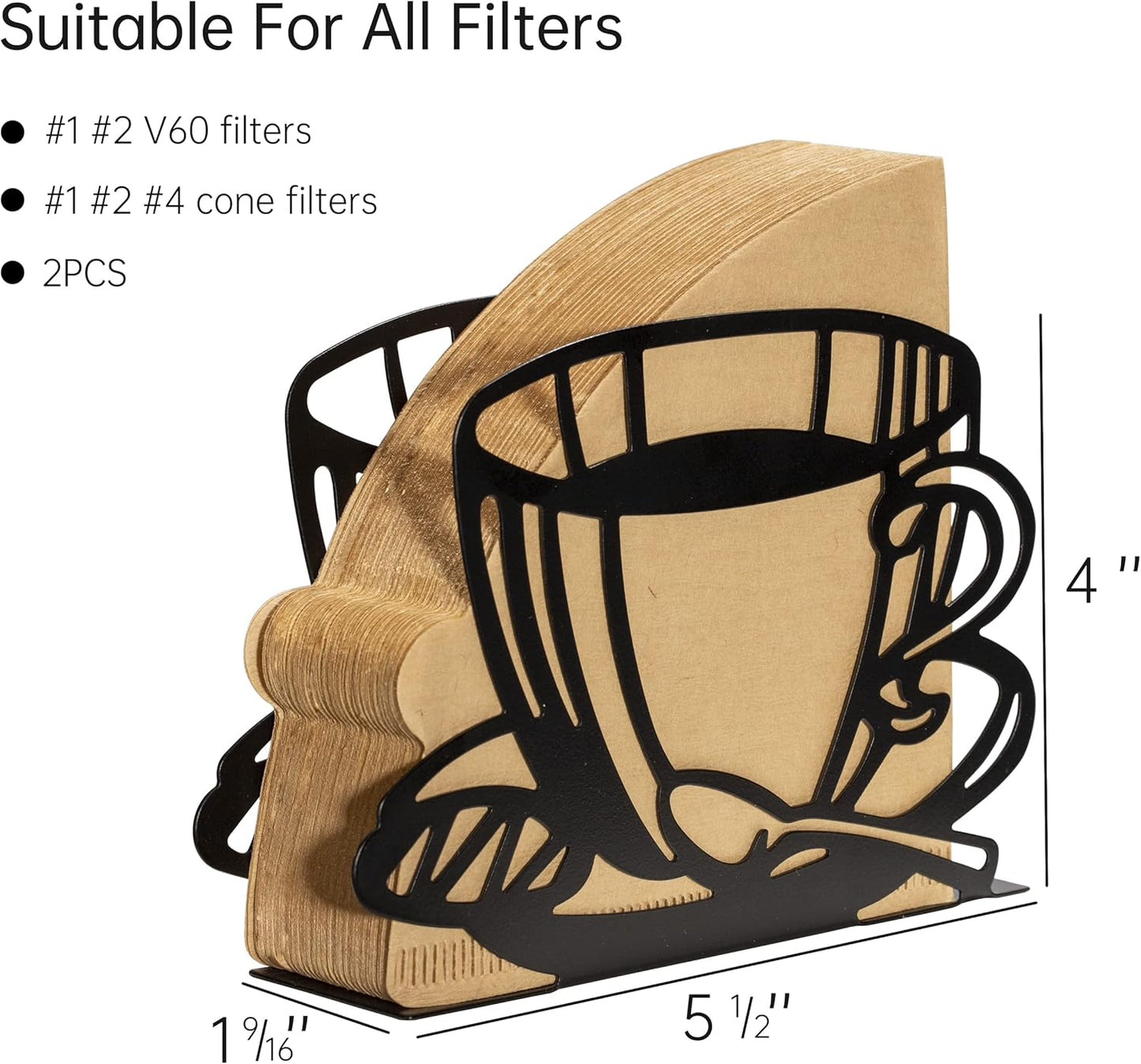 2 PCS Coffee Filter Holder,Coffee Paper Storage Coffee Filter Paper Container Stand for Fan-shaped,T- shaped,Square-shaped Over Filters,Good for Home Kitchen Restaurant Picnic Party wedding etc