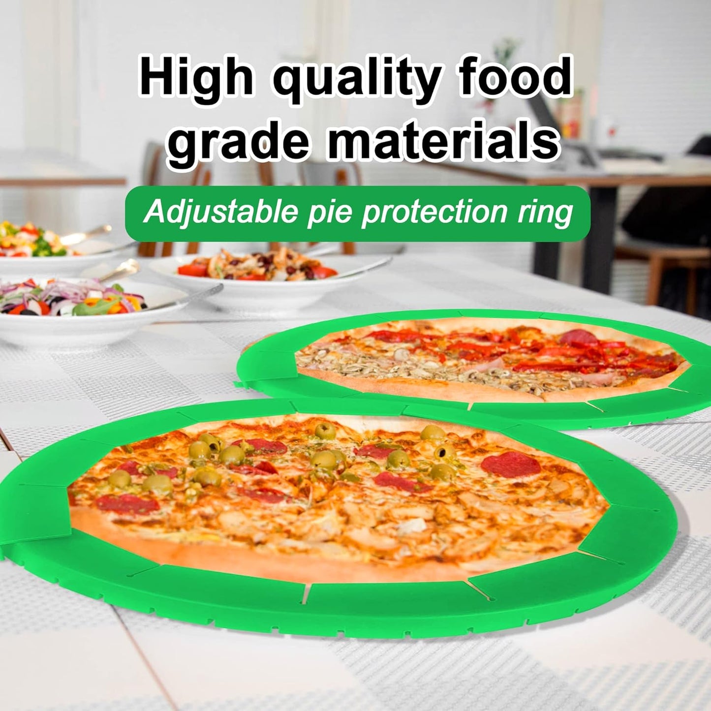 2 Pack Adjustable Silicone Pie Crust Shield, BPA-Free Protector Cover Kitchen Tool for Baking Pizza, Fit 8-10.7 Inch Pies - Dishwasher Safe (Green)