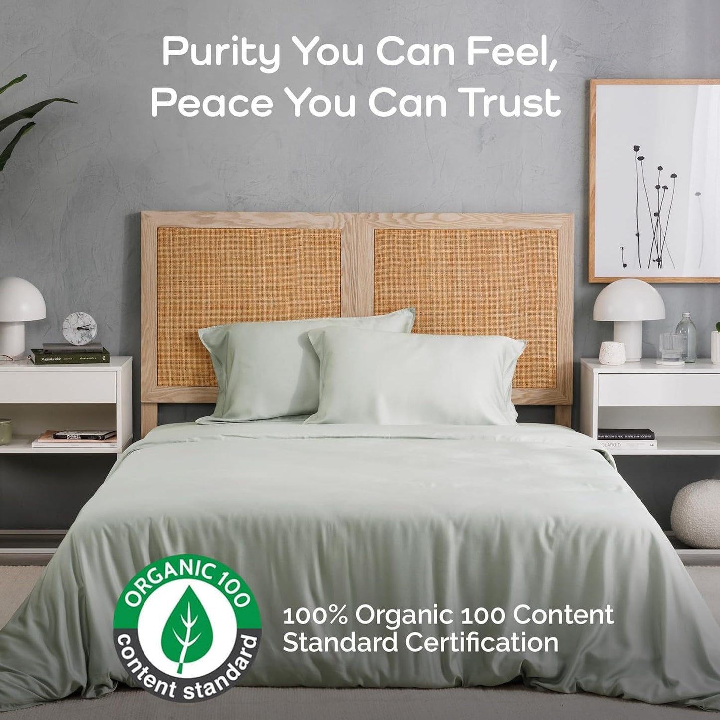 100% Viscose from Bamboo Sheets California King Size, Super Soft Bedding Set, 4PC Cooling Sheets for Hot Sleepers, Vegan Silk Moisture Wicking, Organically Grown Bedsheet, Sage - 72" x 84"