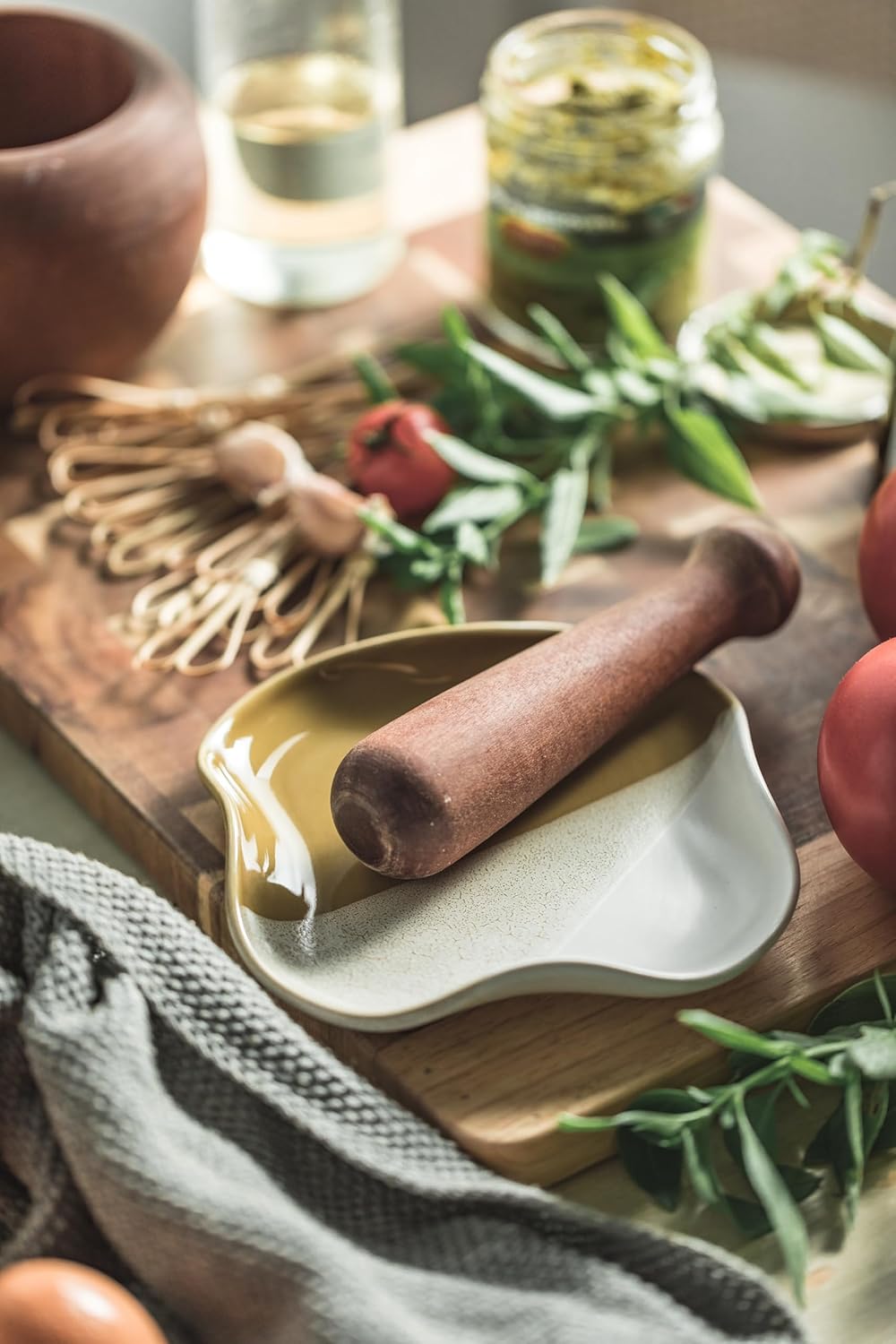 Spoon Rest for Stove Top, Spoon Holder for Kitchen Counter, Spatula Holder, Ceramic Coffee Spoon Rest, Gradient Brown, 5.12"