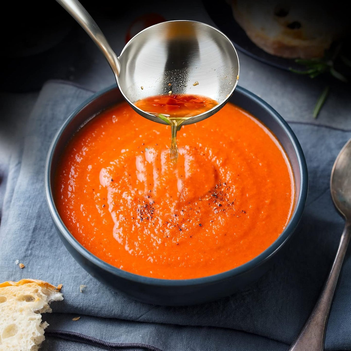 High Grade Soup Ladle,Cooking Ladle for Soup,Ergonomic Grip of Handle,Premium Stainless Steel Kitchen Spoon（Brashed)