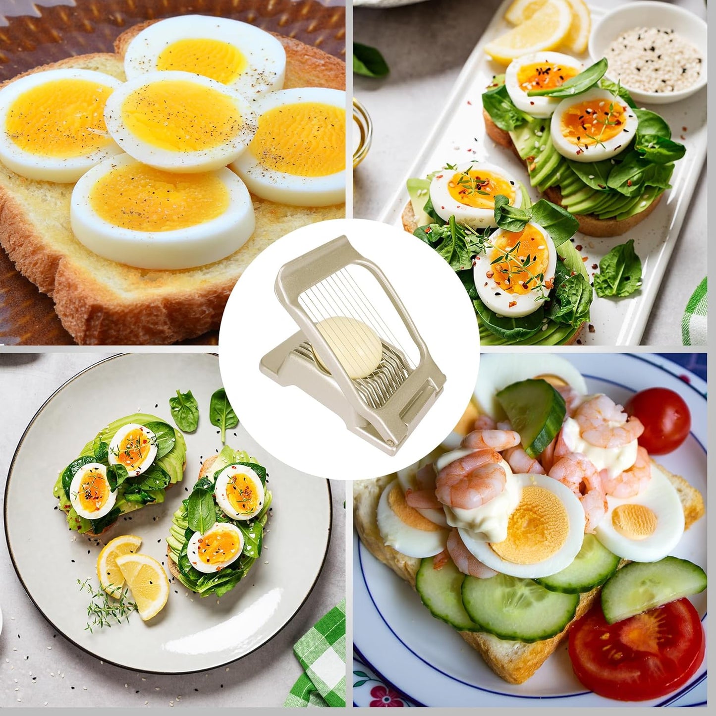 Egg Slicer for Hard Boiled Eggs Egg Cutter Strawberry Slicer (Gold)
