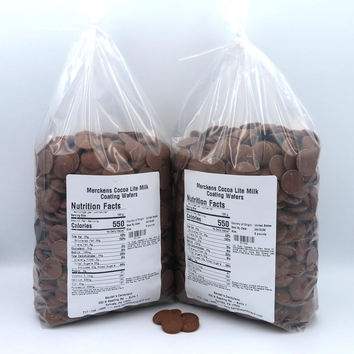 MERCKENS Coating Wafers, Milk Melting Chocolate, Cocoa Lite, 10 Pounds