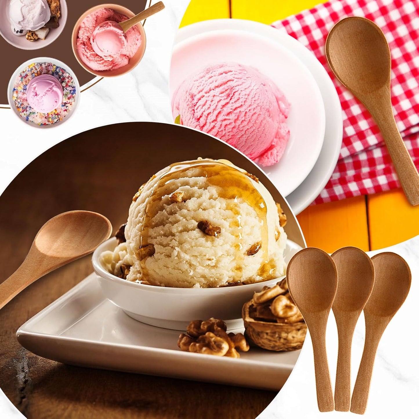 Boao 50 Pcs Small Wooden Spoons, 3.5'' L, Mini Wood Natural Tiny Spoons Wooden Little Teaspoons for Jars Sugar Creamer Honey Spices Salt Kitchen Supplies (Light Brown)