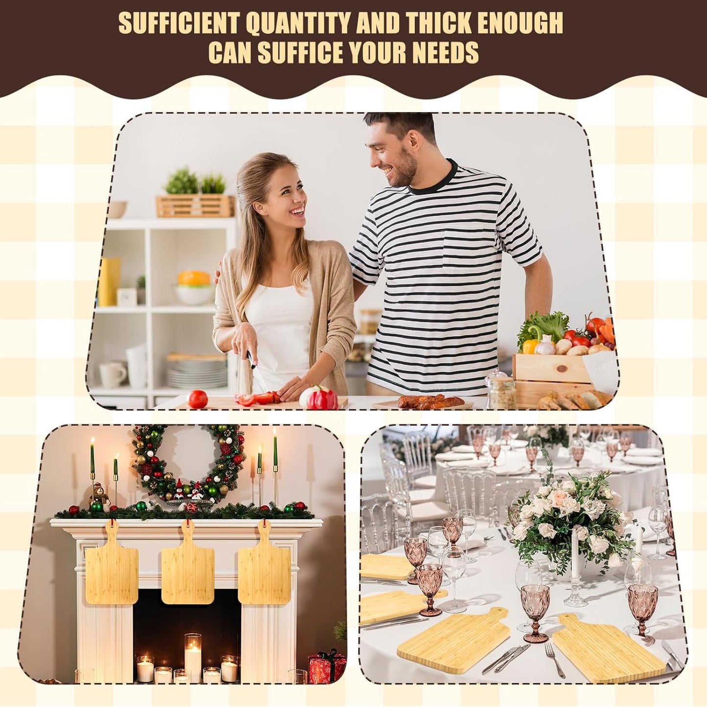 Lounsweer 6 Pcs Thicken Cutting Board Bulk Wood Board for Chopping Serving Charcuterie Material for Laser Engraving Mother' Day Wedding Housewarming Gift(Bamboo,16 x 10 Inches)