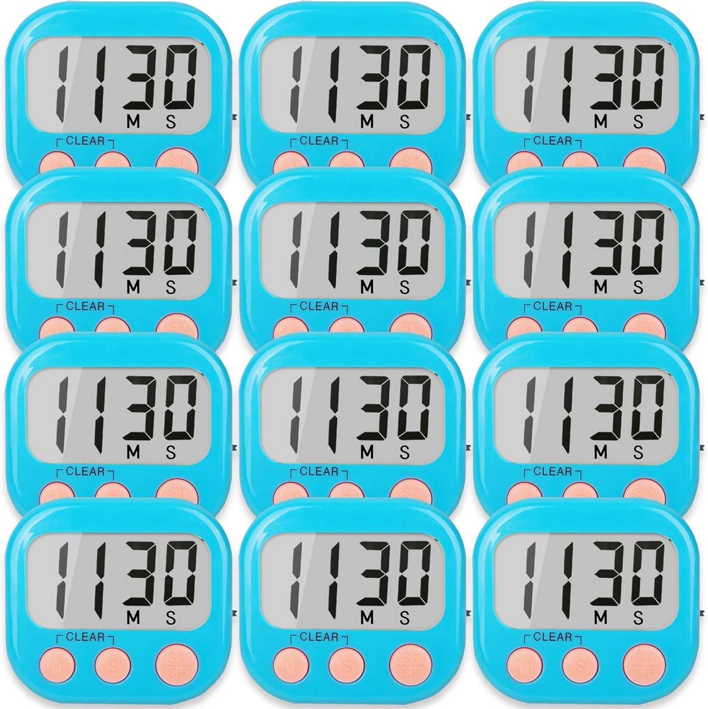 12 Pack Kitchen Timers Loud Ring Digital Timers for Cooking Magnetic Blue