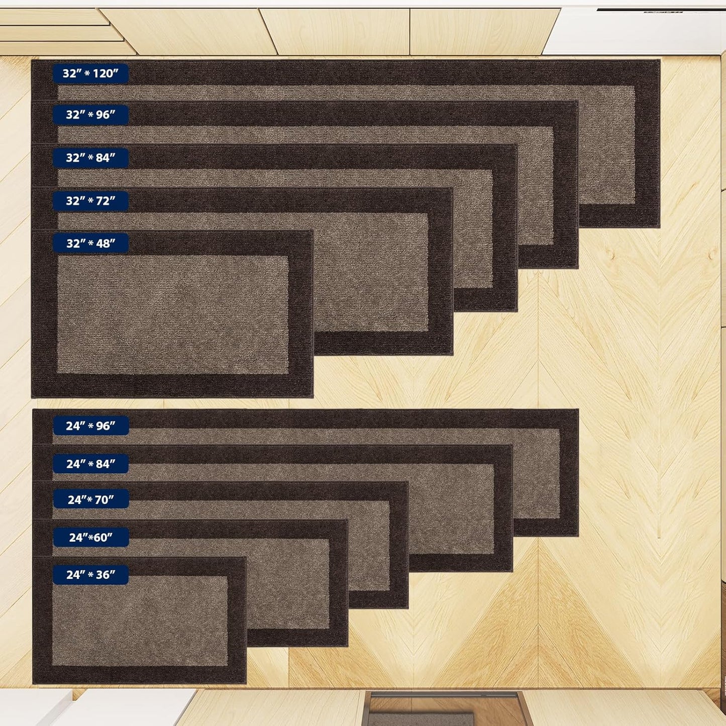 Machine Washable Runner Rug 32" x 96", Non Slip Kitchen Mat for Floor, Absorbent Entryway Rug for Kitchen, Bedroom, Living Room, Hallway, Door (Roll Packing)